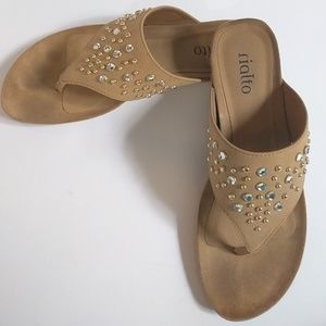 Rialto Gold and Diamond Studded Sand Sandals 8.5